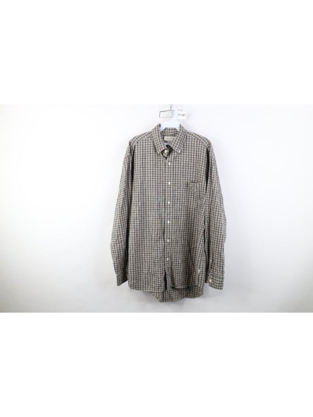 Vtg 90s J Crew Mens Medium Faded Flannel Collared Button Down Shirt Plaid Cotton